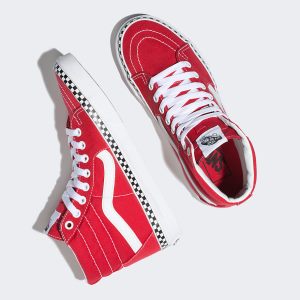 Vans Bayan Spor Ayakkabı Check Foxing Sk8-Hi Kırmızı/Beyaz | 53247-368